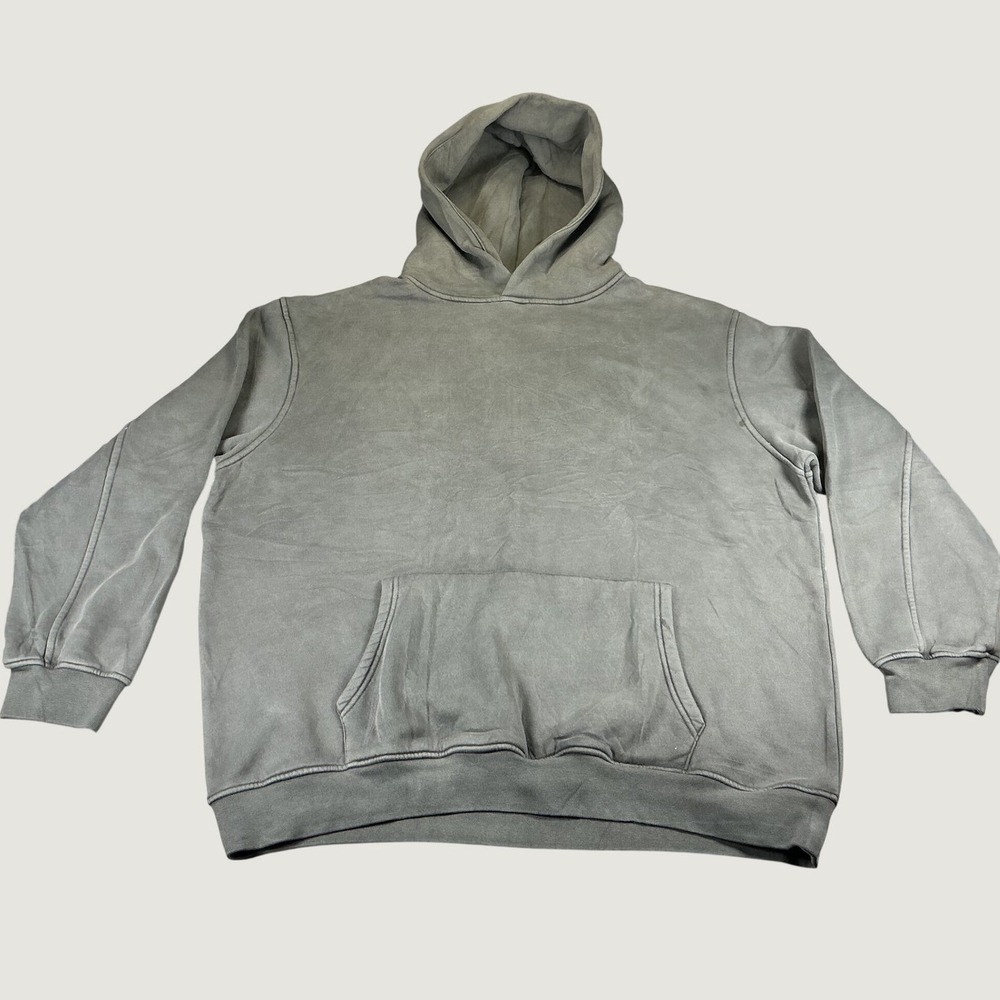 Mens 2XL Gray Pullover Hoodie Kangaroo Pocket Casual Sweatshirt